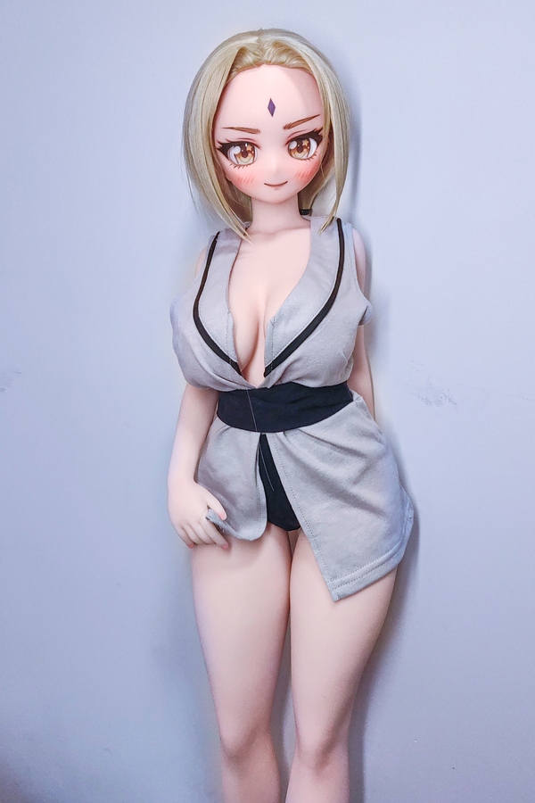 85cm B Cup Silicone Head & TPE Body Gray Eyes Blonde Thin Lips Mini Sex Doll Gallery 2