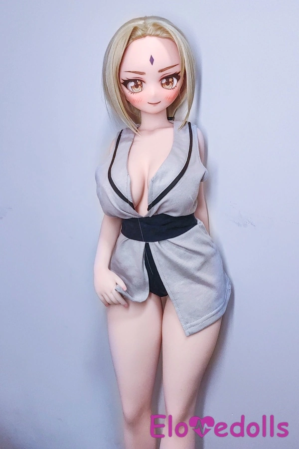 Κεφάλι σιλικόνης 85cm B Cup & σώμα TPE Γκρι μάτια Ξανθά λεπτά χείλη Μίνι κούκλες σεξ Gallery 2