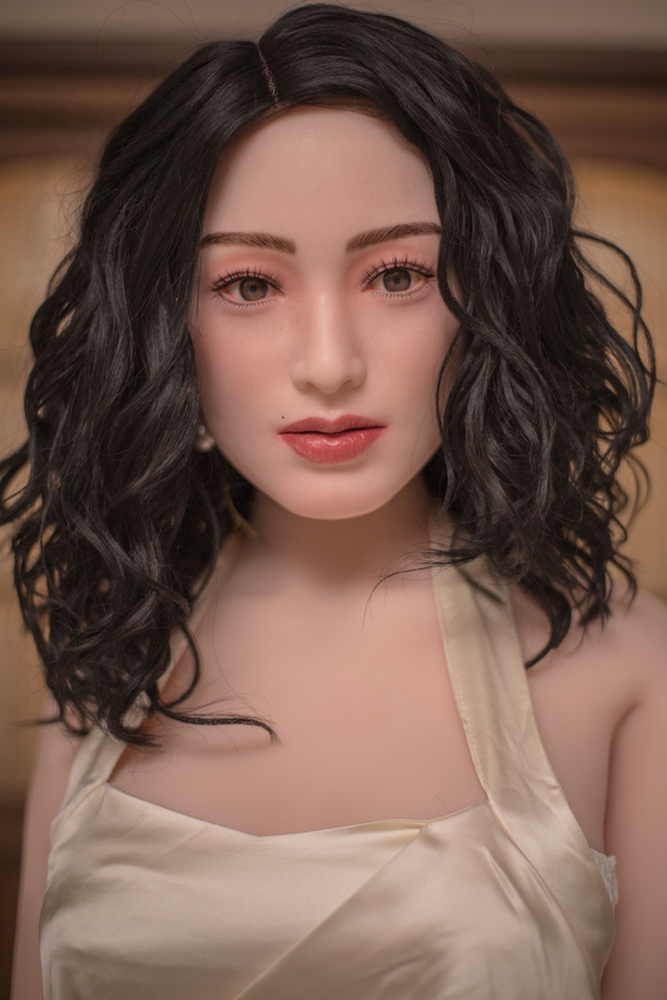 157cm C Cup Silicone Head & TPE Body Amber Eyes Brunette Voluptuous Realistic Sex Doll Gallery 2