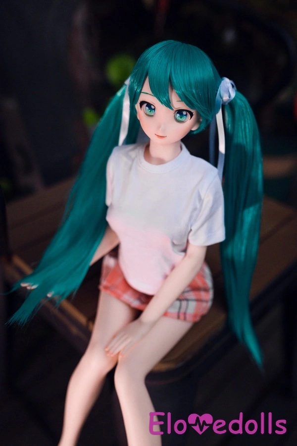 Búp bê tình dục Anime đầu nhựa vinyl cúp B 60cm & thân TPE ngực nhỏ mắt xanh trắng chi tiết xem 3