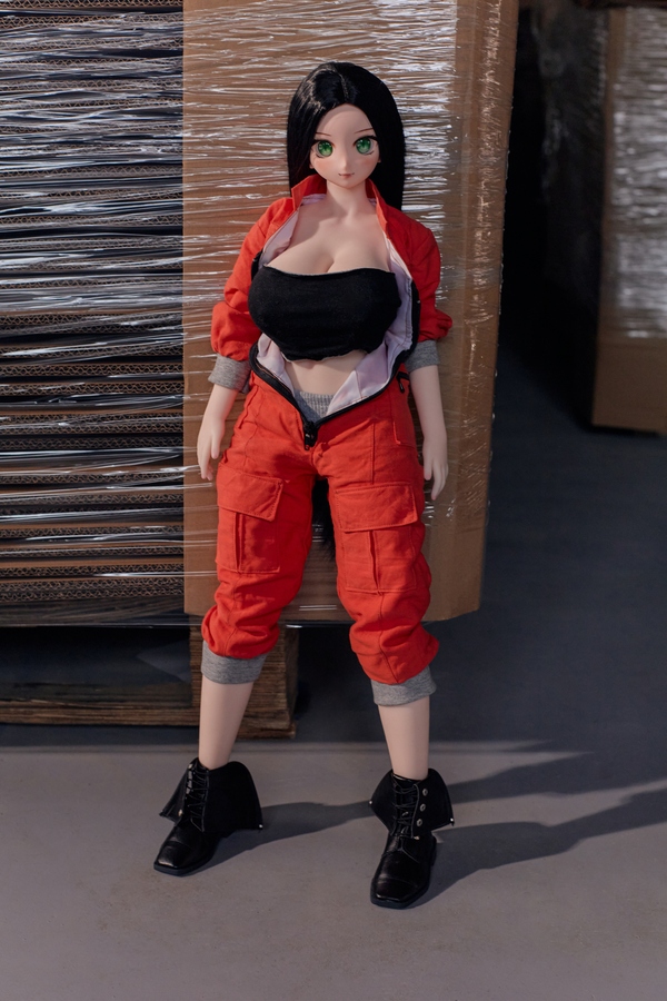 60cm E Cup Vinyl Head & Silicone Body Gray Eyes Black Full Lips Mini Sex Doll Detail View 2