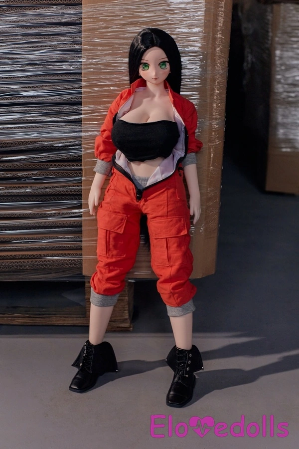 Búp bê tình dục mini 60cm E Cup Đầu bằng nhựa vinyl & Thân bằng silicon Mắt xám Môi đen Đầy đặn Xem chi tiết 2