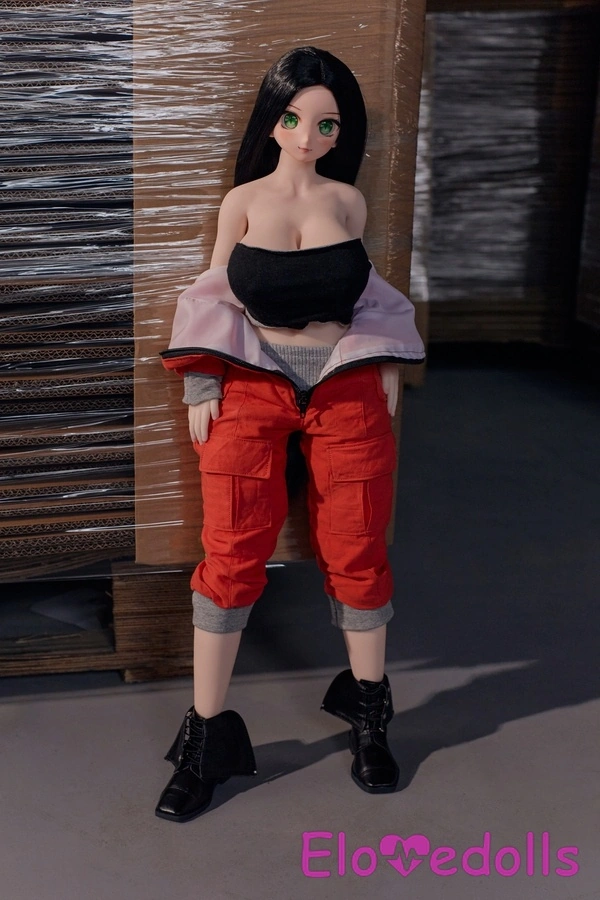 Búp bê tình dục mini 60cm E Cup Đầu bằng nhựa vinyl & Thân bằng silicon Mắt xám Môi đen Đầy đặn Xem chi tiết 3