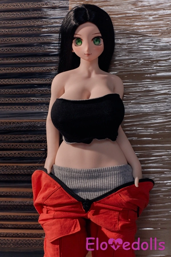 Búp bê tình dục mini 60cm E Cup đầu bằng nhựa vinyl & thân bằng silicon môi đầy đặn mắt xám đen chi tiết xem 4