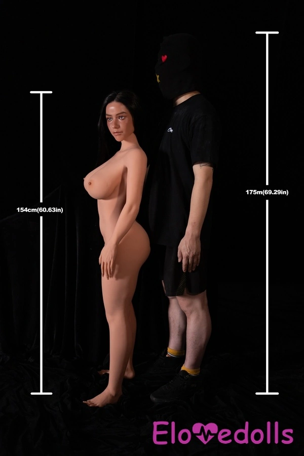 ตุ๊กตาเซ็กส์สมจริง หัวซิลิโคนคัพ D ขนาด 154 ซม. และลำตัว TPE ตาสีเหลืองอำพัน ริมฝีปากสีดำ ดูรายละเอียด 15