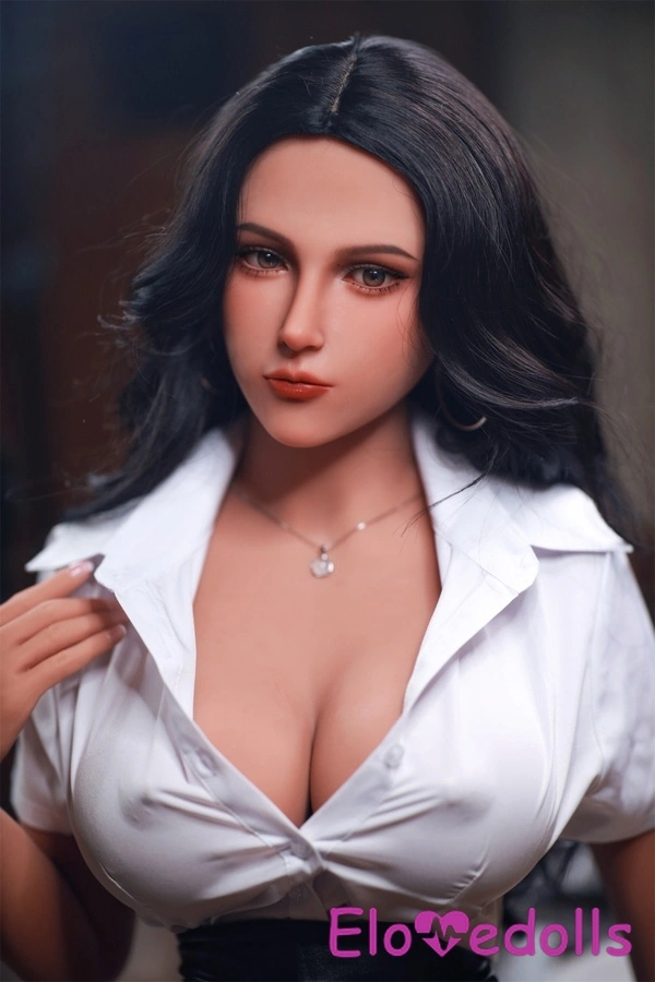 Boneka Seks TPE Payudara Kecil 156cm D Cup Mata Abu-abu Bibir Mengkilap