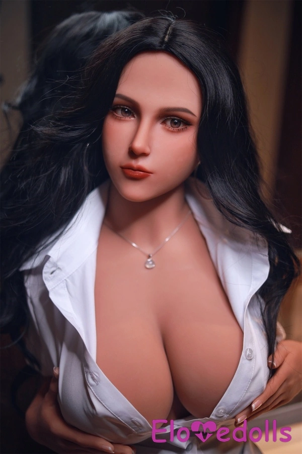 156cm D Cup TPE Glossy Lips Gray Eyes Black Sex Doll Detail View 7