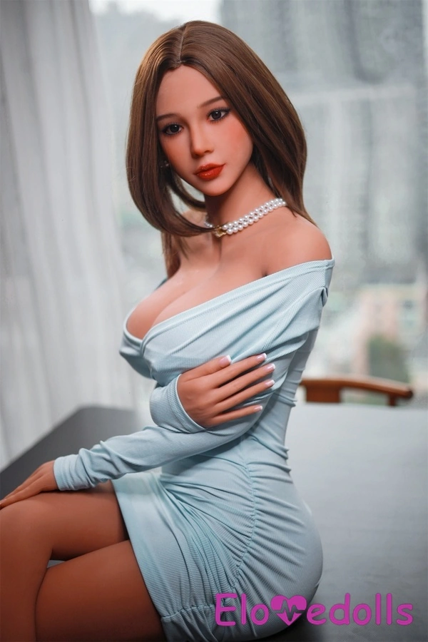 166cm E Cup TPE Petite Breasts Brunette Amber Eyes Thick Sex Doll Detail View 8