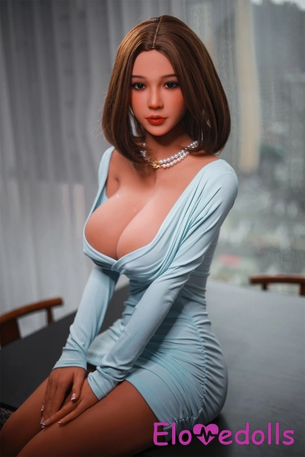 166cm E Cup TPE Amber Eyes Brunette Full Lips Thick Sex Doll Detail View 10