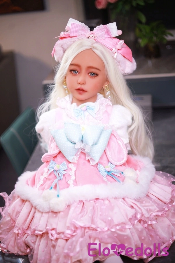 ตุ๊กตาเซ็กส์มินิ TPE ไซส์ D Cup ขนาด 100 ซม. ริมฝีปากเต็ม ดวงตาสีฟ้า