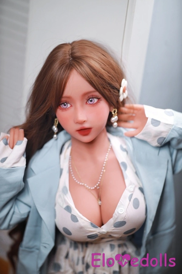 Galleria di bambole sessuali realistiche da 110 cm, coppa F, in TPE, occhi azzurri, seno medio, 5