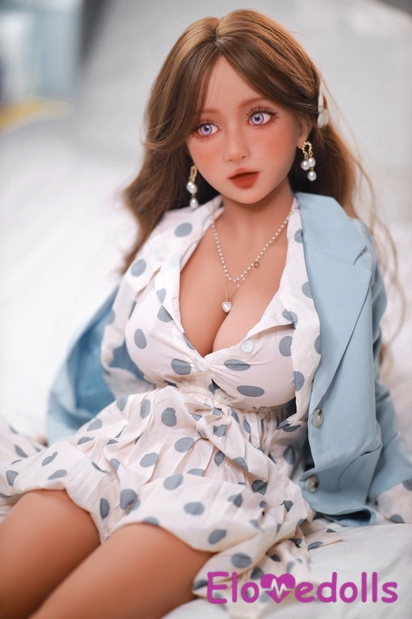 Galleria 7 di bambole sessuali realistiche piccole con occhi grigi e blu in TPE, coppa F da 110 cm