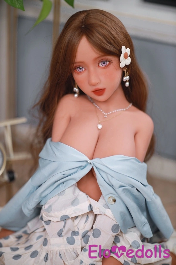 Bambola del sesso realistica con occhi azzurri, labbra carnose, coppa F da 110 cm, in TPE, vista dettagliata 11