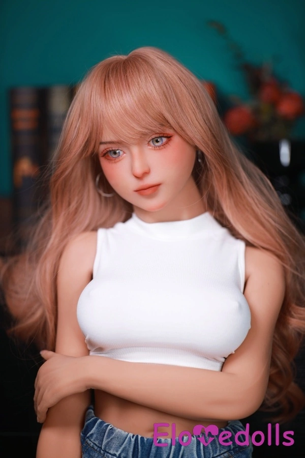 Muñeca sexual asiática de 128 cm, copa E, TPE, ojos ámbar, rubia, vista detallada 4