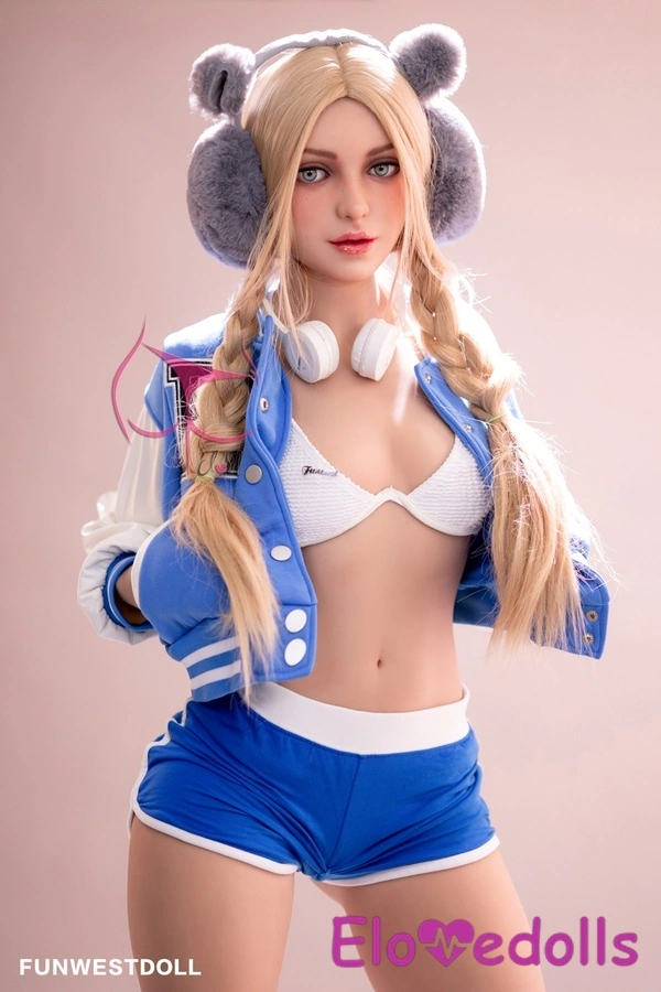 Búp bê tình dục mắt xanh TPE ngực nhỏ 159cm A Cup 4