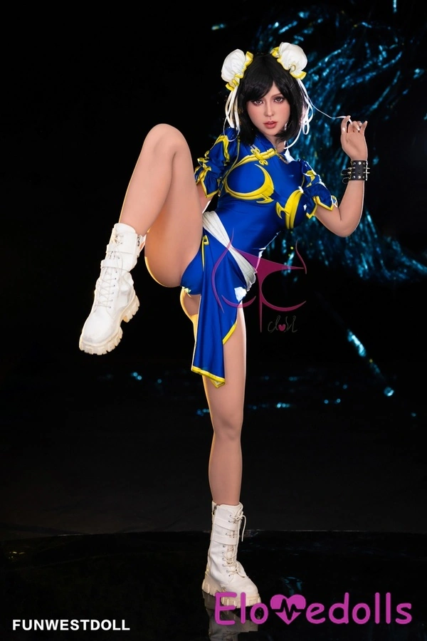 گالری عروسک جنسی 155 سانتی‌متری F Cup TPE با لب‌های کامل و چشمان آبی سفید 5