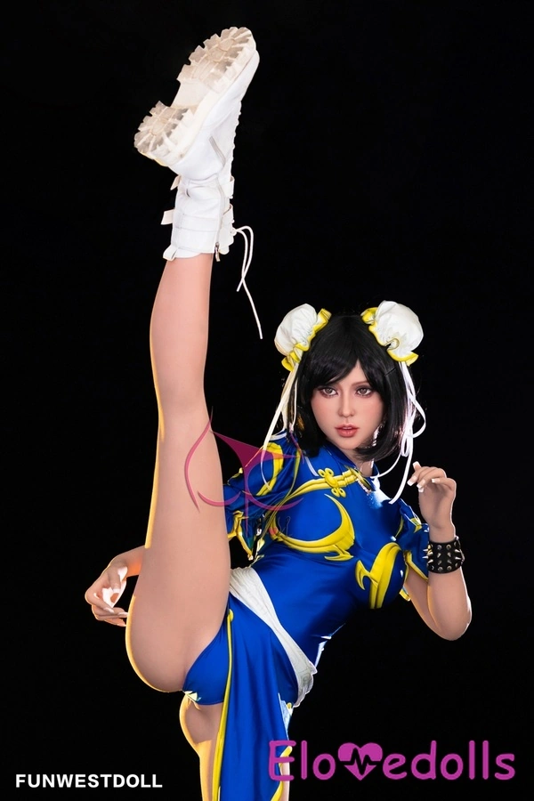 گالری عروسک جنسی سفید با لب‌های کامل و چشمان آبی ۱۵۵ سانتی‌متری مدل F Cup TPE شماره ۹