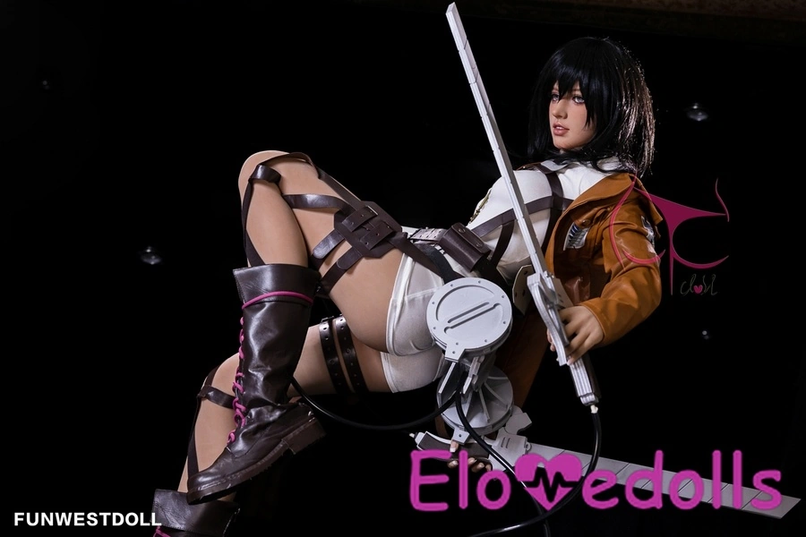 159cm A Cup TPE Hitam Abu-abu Mata Menggairahkan Galeri Boneka Seks Terbaik 4