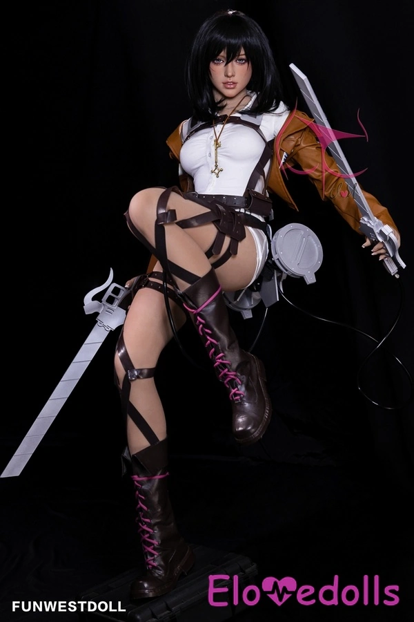 Galeri Boneka Seks Terbaik 159cm A Cup TPE Hitam Menggairahkan Mata Abu-abu 5