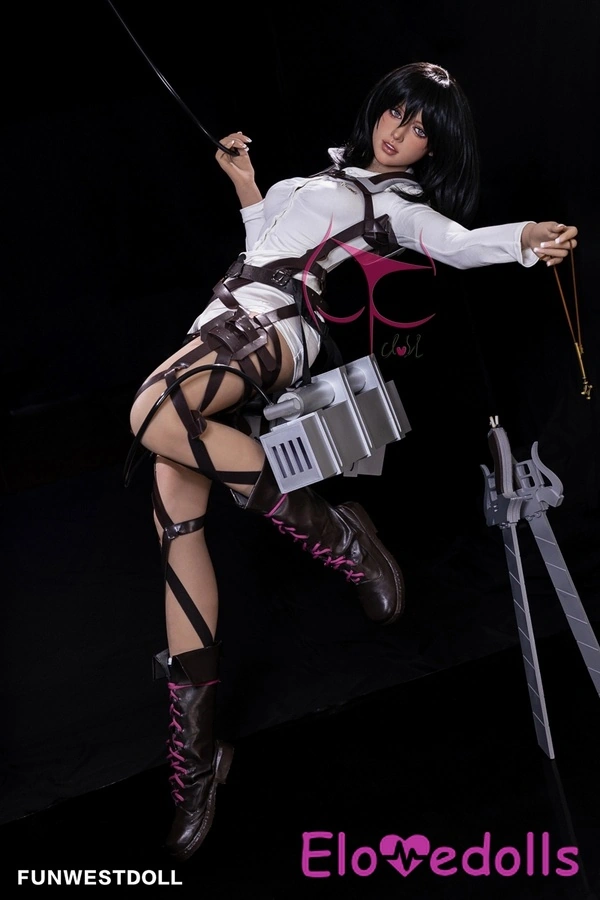 159cm A Cup TPE Mata Abu-abu Menggairahkan Hitam Galeri Boneka Seks Terbaik 7