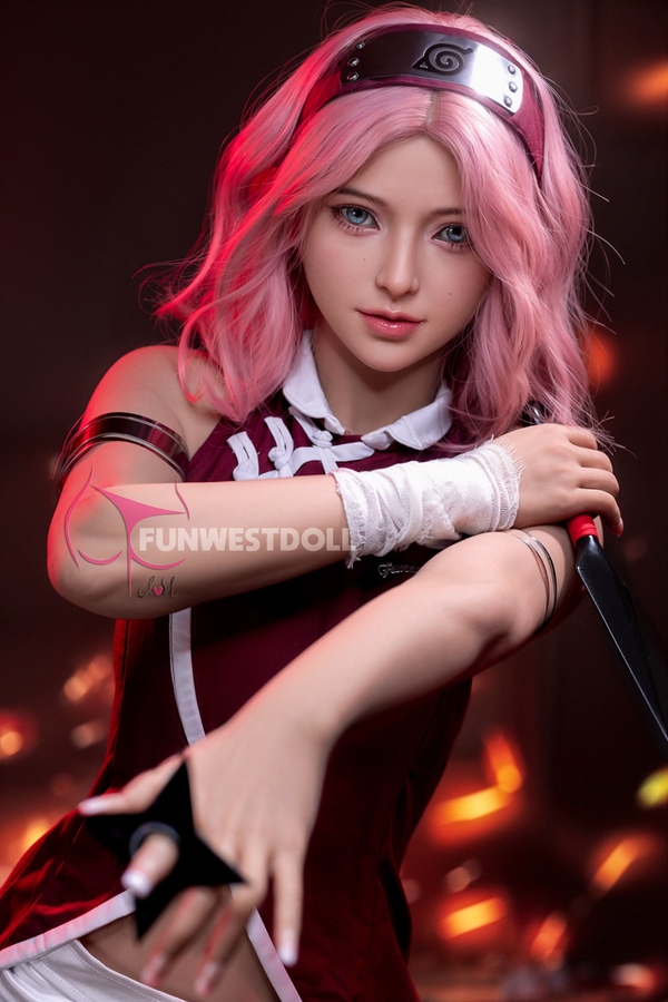 159cm A Cup TPE Gray Eyes Pink Petite Breasts Lifelike Sex Doll Gallery 4