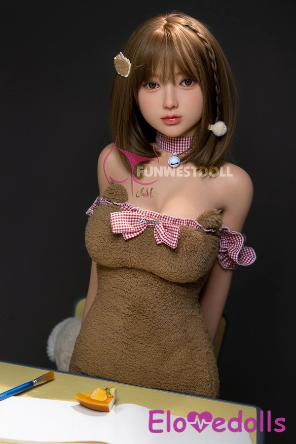 Păpușă sexuală realistă, 152 cm, cupă D, TPE, sâni mici, ochi chihlimbar, brunetă, vedere detaliată 1