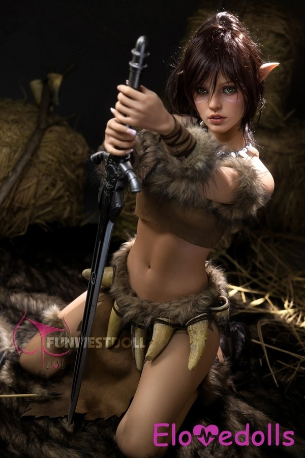 159cm A Cup TPE Μελαχρινή Πληθωρική Κούκλα Σεξ με Κεχριμπάρι και Ασημί Μάτια Λεπτομέρειες Προβολή 3