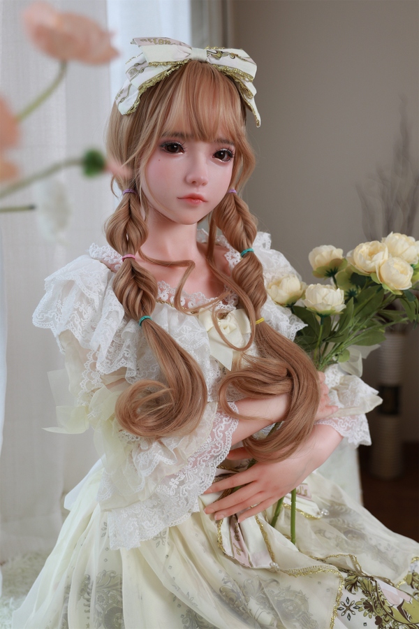 145cm D Cup Silicone Gray Eyes Small Breasts Blonde Anime Sex Doll Gallery 2