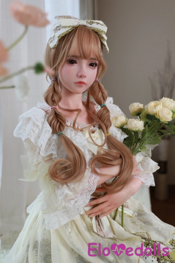 Boneka Seks Mini 145cm D Cup Silikon Payudara Kecil Mata Abu-abu Pirang Produk