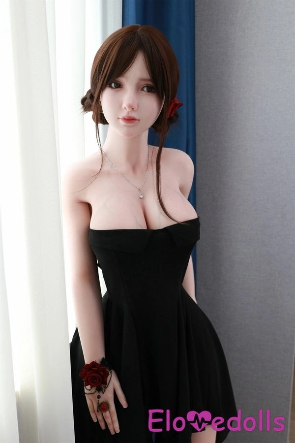Búp bê tình dục Trung Quốc 158cm cúp B bằng silicon mắt hổ phách tóc nâu ngực nhỏ Bộ sưu tập 3