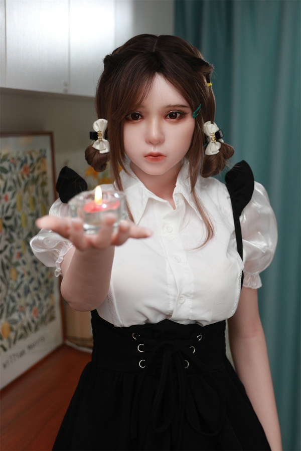 158cm B Cup Silicone Petite Gray Eyes White Lifelike Sex Doll Gallery 6