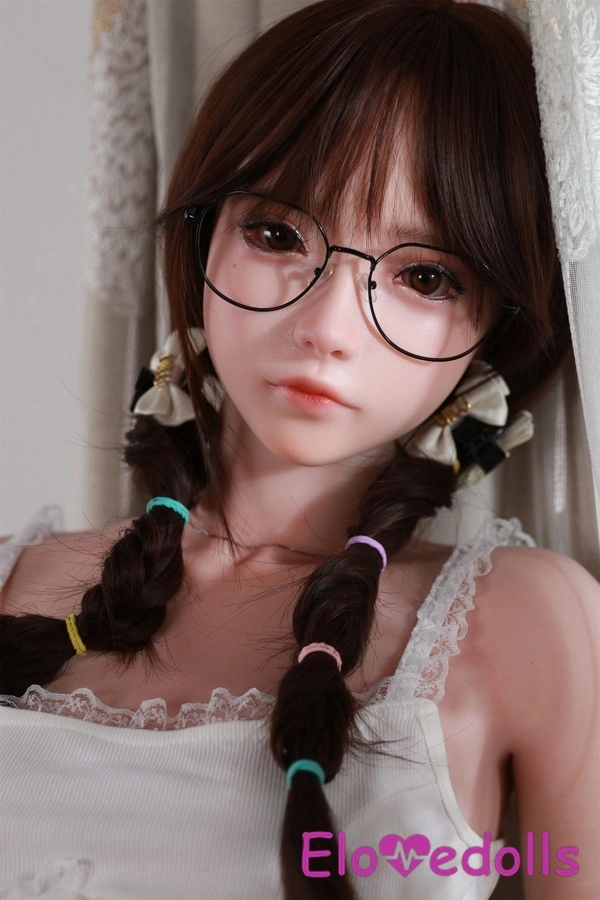 دمية جنسية واقعية صغيرة بنية اللون من السيليكون بمقاس B وعيون رمادية بطول 158 سم - معرض 7