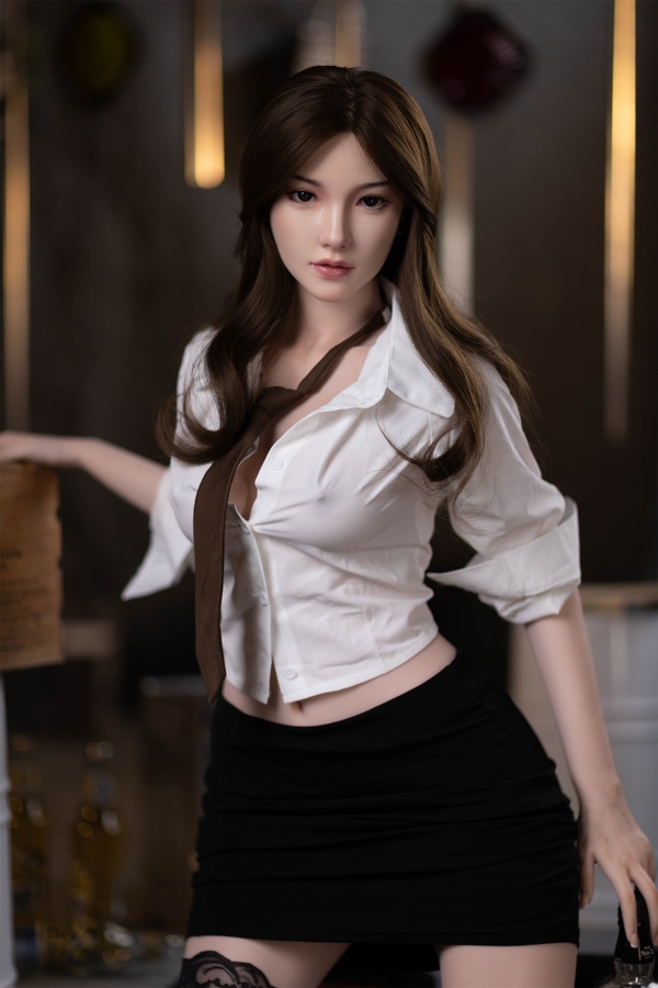 161cm F Cup Silicone Black Gray Eyes Thin Lips Realistic Sex Doll Detail View 6
