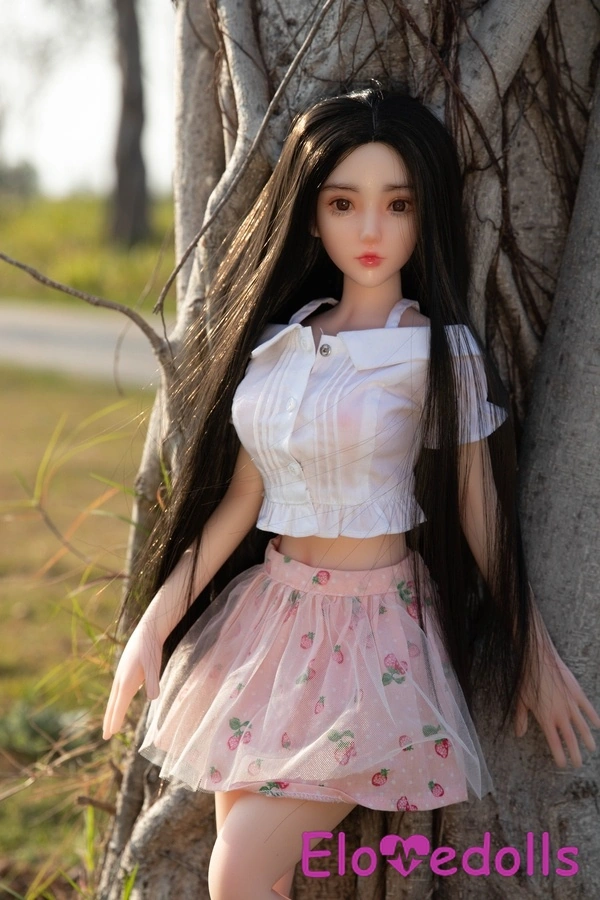 65cm C Cup Σιλικόνης Petite Black Amber Eyes Mini Sex Doll Gallery 3