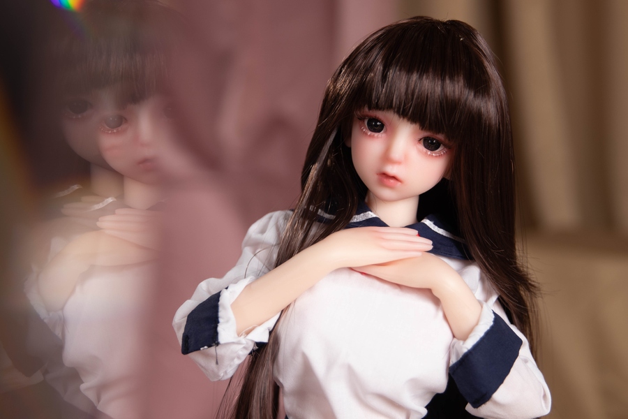 65cm C Cup Silicone Gray Eyes Small Breasts Brunette Mini Sex Doll Gallery 9