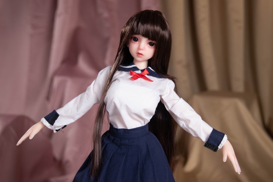 65cm C Cup Silicone Thin Lips Brunette Gray Eyes Mini Sex Doll Detail View 3