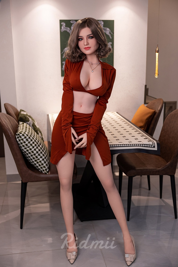 TPE body&Silicone head Gray Eyes Petite Breasts Brunette Sex Doll Detail View 10