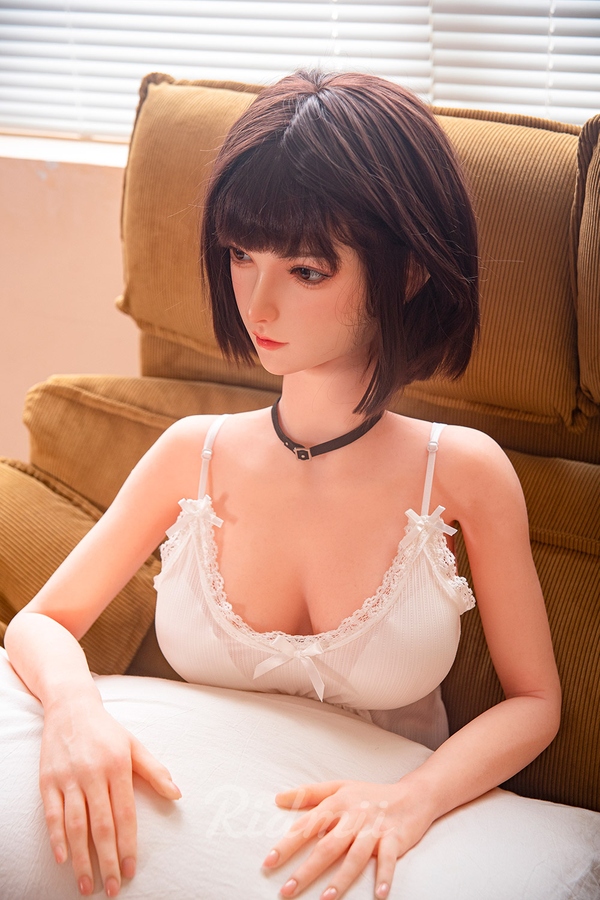 163cm G Cup Silicone Head & TPE Body Gray Eyes Black Petite Breasts Asian Sex Doll Gallery 2