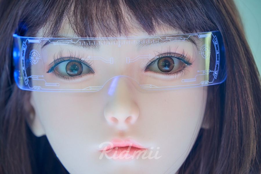163cm G Cup Silicone Head & TPE Body Petite Blue Eyes Black Lifelike Sex Doll Detail View 8