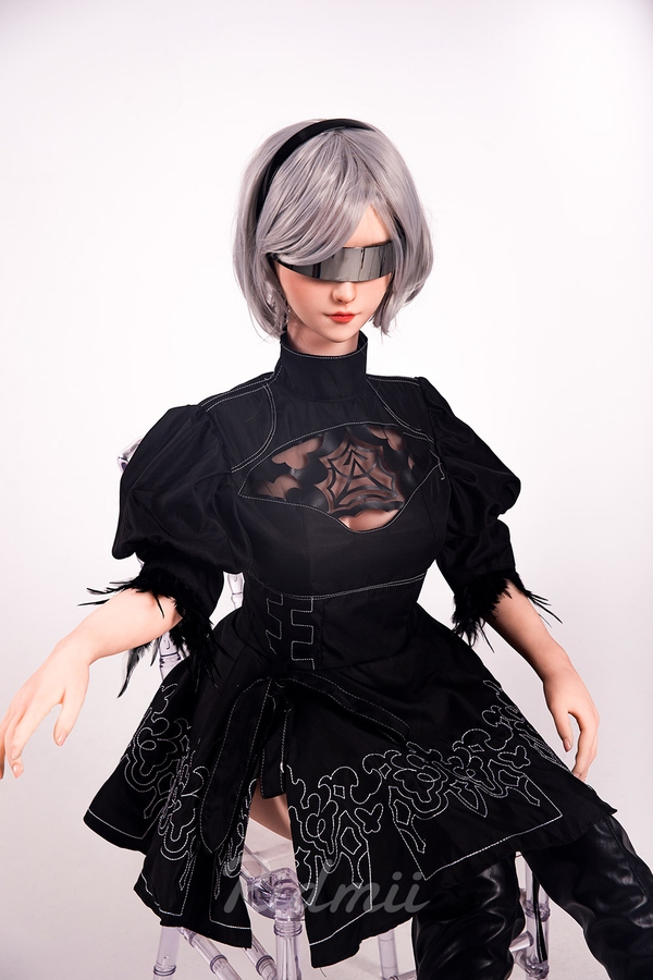 163cm G Cup Silicone Head & TPE Body Glossy Lips Black Petite Lifelike Sex Doll Product