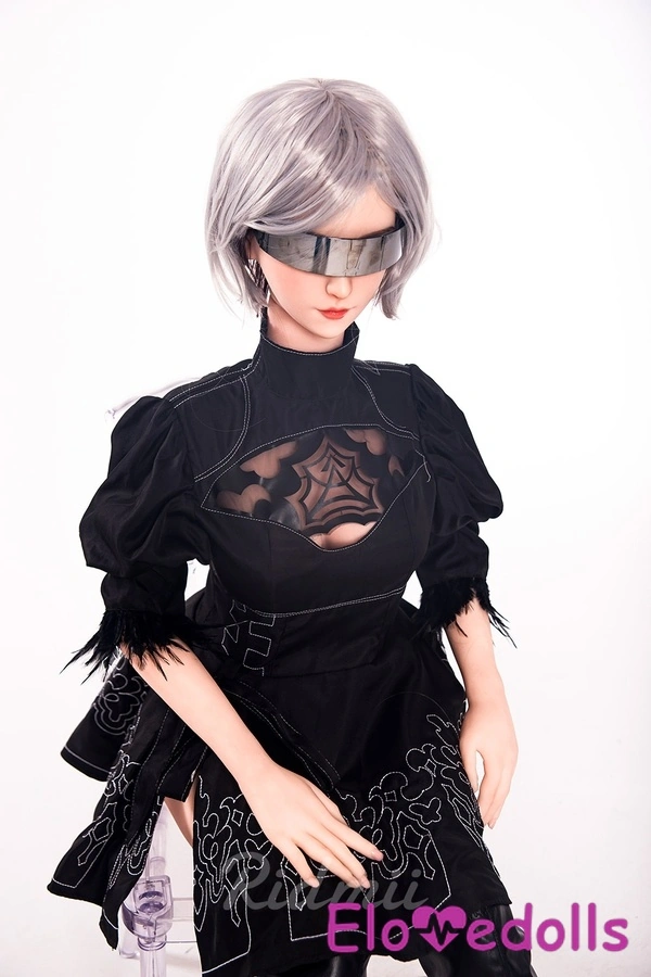 دمية جنسية صغيرة واقعية برأس سيليكون وجسم من مادة TPE وعيون زرقاء سوداء مقاس 163 سم، عرض التفاصيل 13