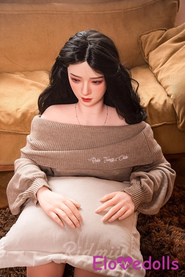 163 cm G-tassi silikoonist pea ja TPE-kere, mustad, erksad hallid silmad, parimate seksinukkude detailvaade 1