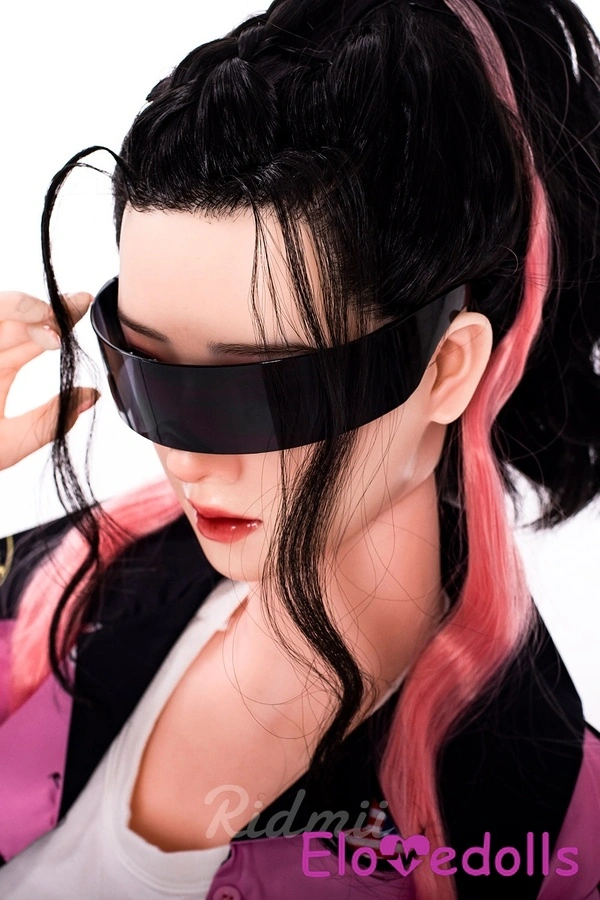 Búp bê tình dục chân thực 163cm, đầu silicon cúp G & thân TPE, mắt xám thể thao, màu hồng, bộ sưu tập 8