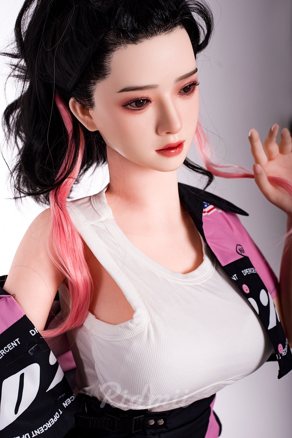 163cm G Cup Silicone Head & TPE Body Athletic Pink Gray Eyes Realistic Sex Doll Detail View 4