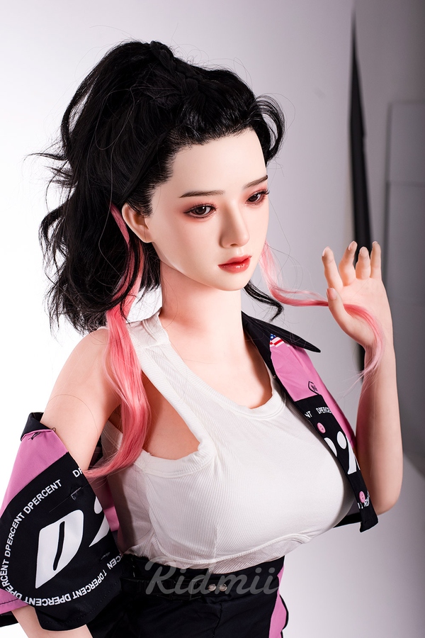 163cm G Cup Silicone Head & TPE Body Gray Eyes Pink Athletic Realistic Sex Doll Detail View 7