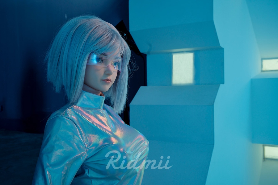 163cm G Cup Silicone Head & TPE Body Petite Blue Eyes White Robot Sex Dolls Detail View 3