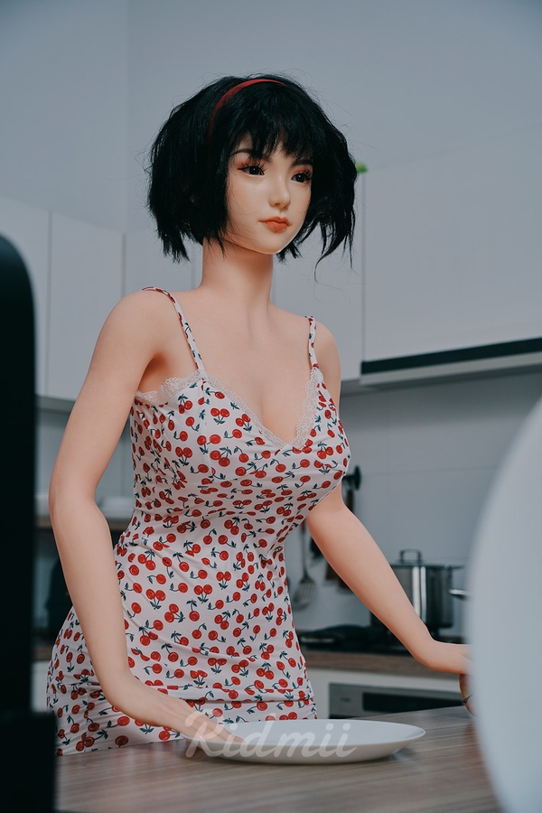 163cm G Cup Silicone Head & TPE Body Petite Breasts Amber Eyes Black Real Doll Detail View 3