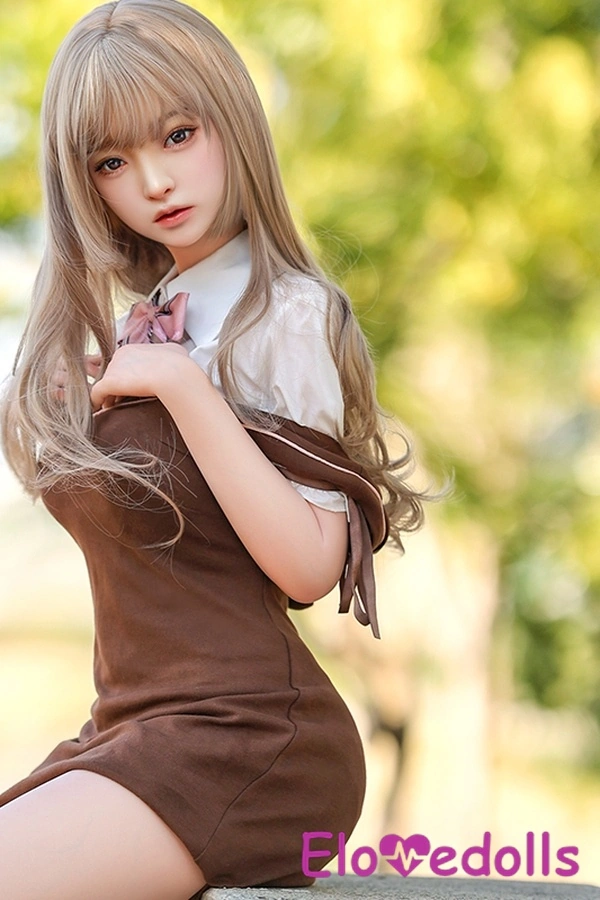 Búp bê tình dục Nhật Bản 148cm D Cup Silicone Tóc vàng Mắt xám Môi tự nhiên Bộ sưu tập 4
