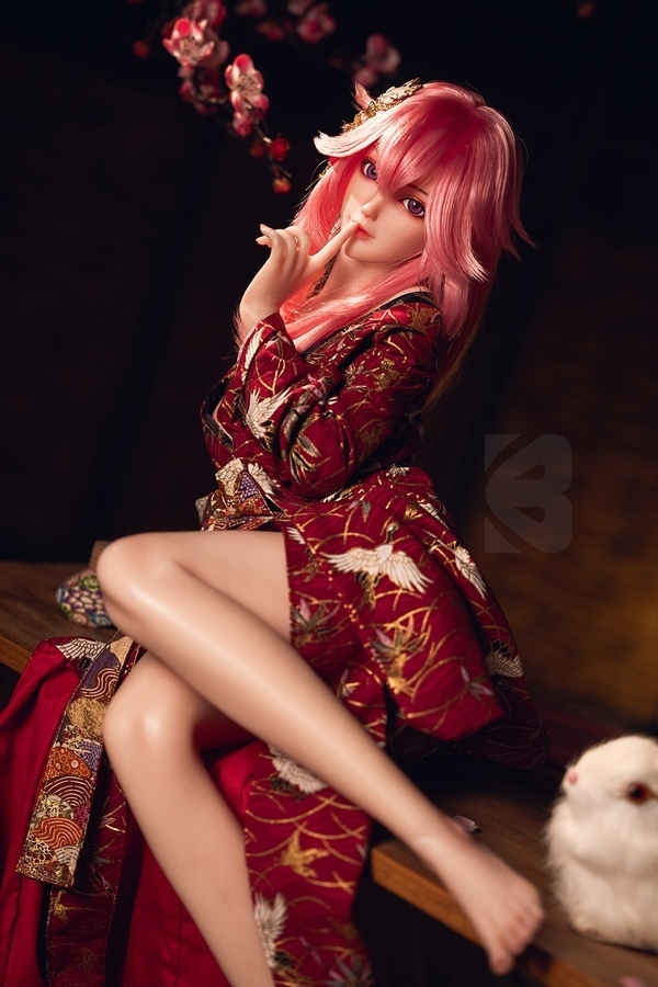 76cm A Cup Silicone Amber Eyes Full Lips Small Breasts Anime Sex Doll Gallery 5