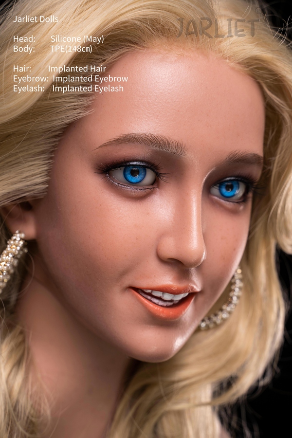 148cm E Cup Silicone Head & TPE Body Amber Eyes Petite Breasts Blonde European Sex Doll Detail View 32